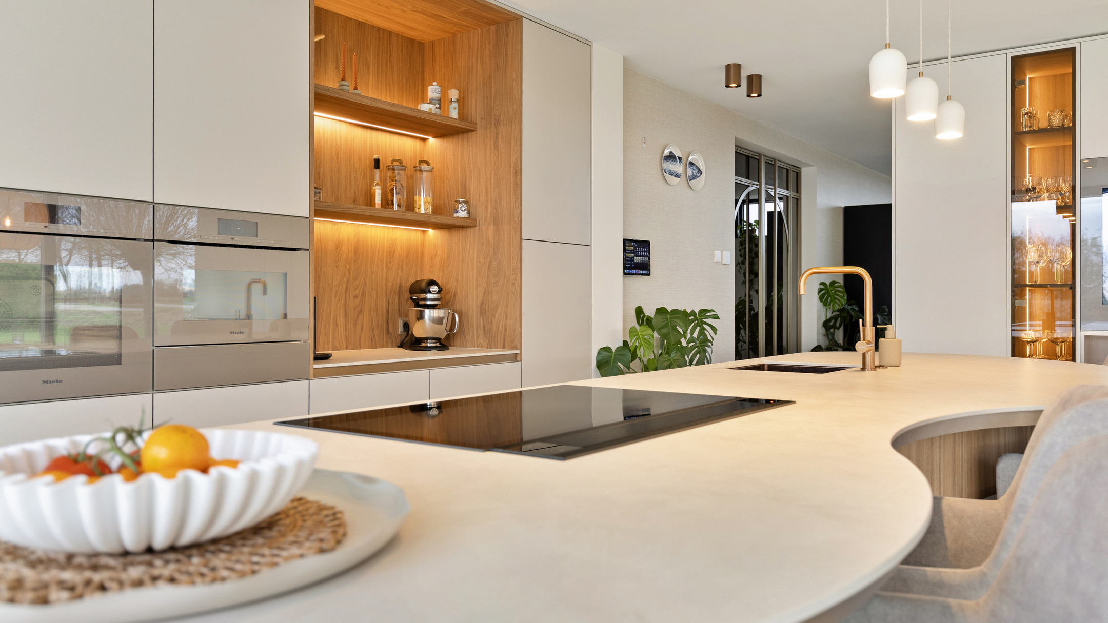 Chique keuken met verlichting