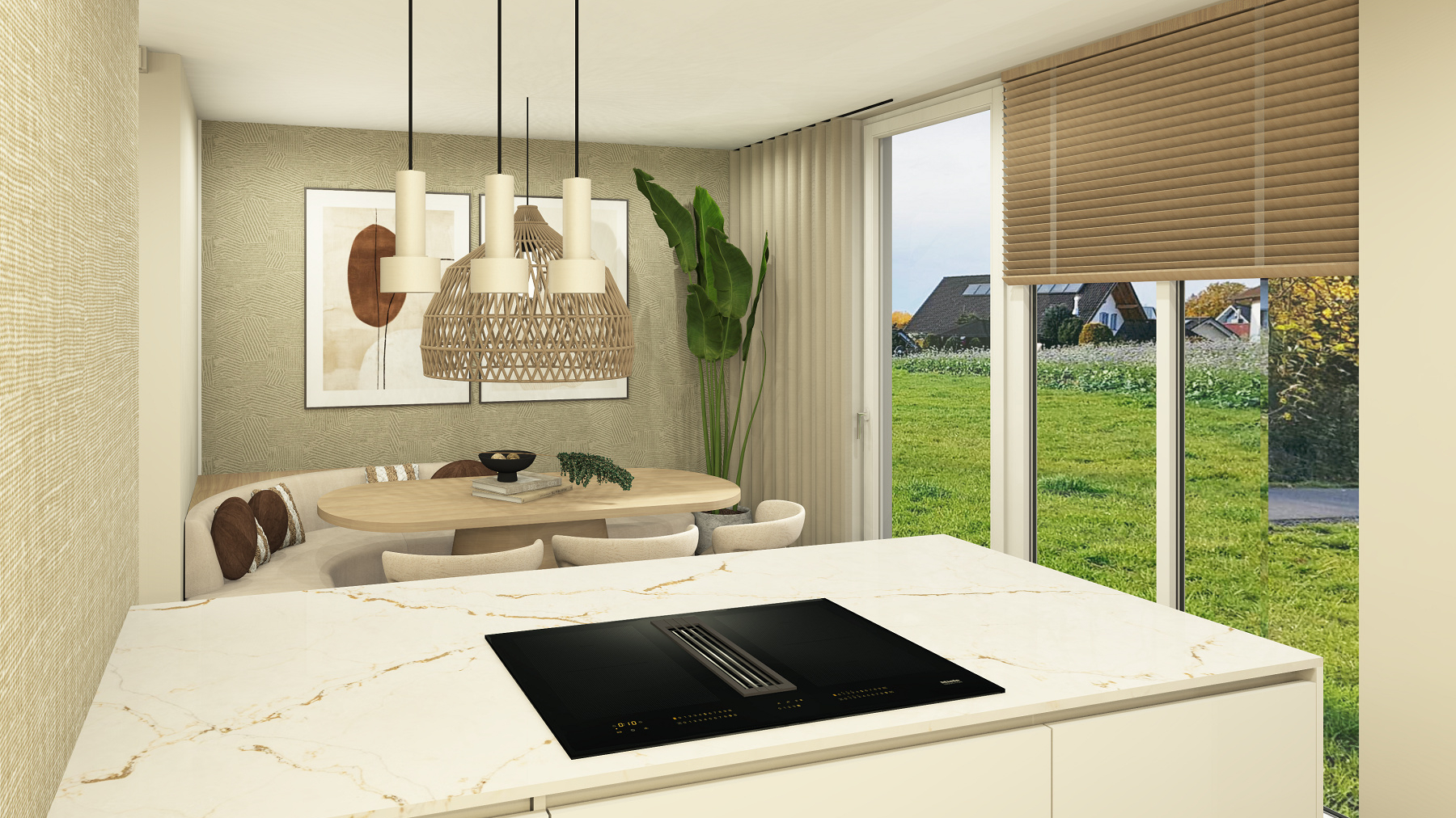 Lichte keuken met keukenblad