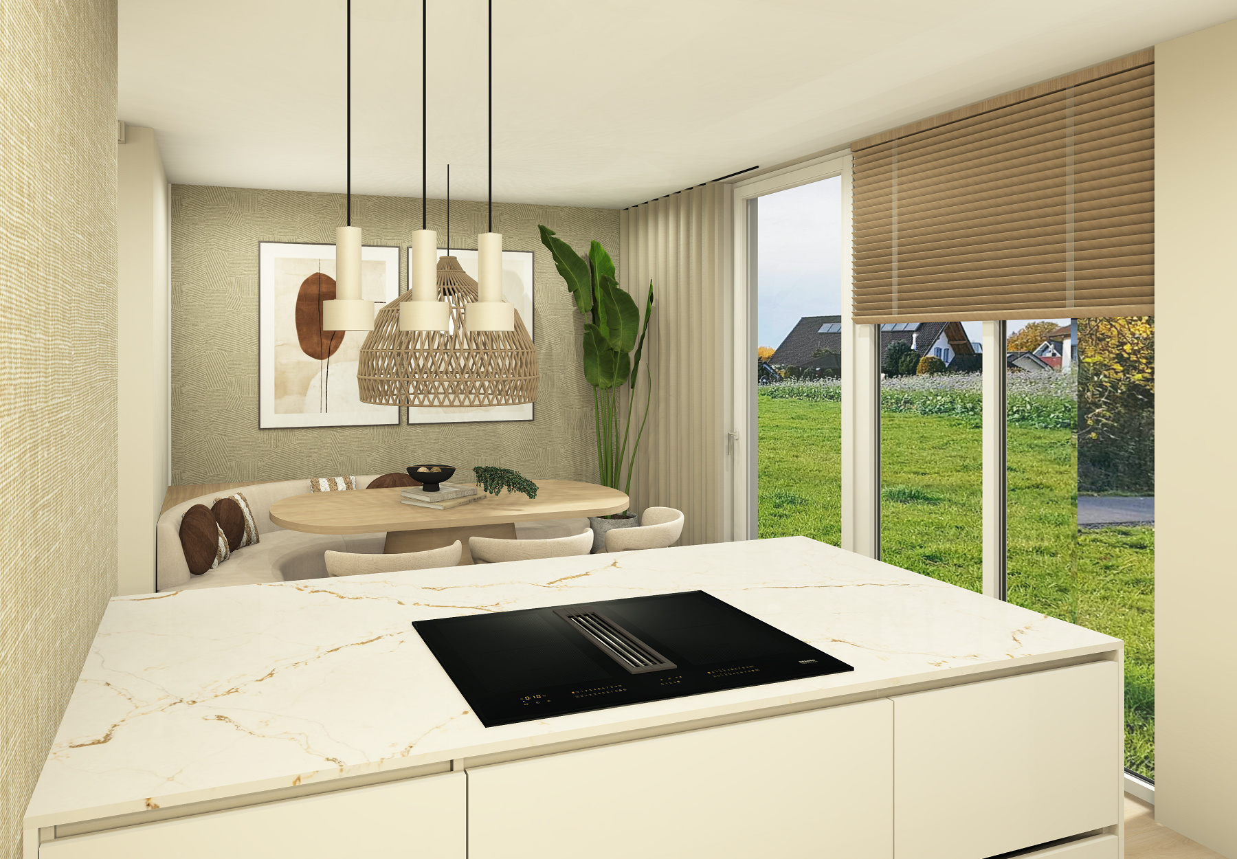 Lichte keuken met keukenblad